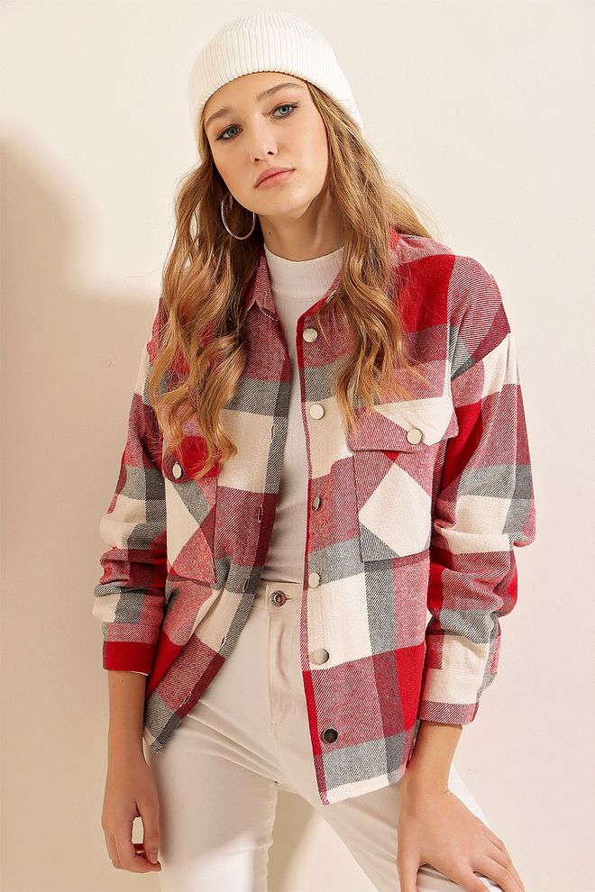 Bigdart قميص كاجوال كاروهات أحمر ملابس بالجملة شاطئ