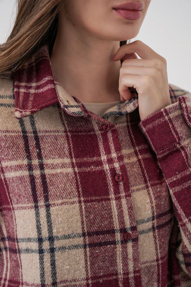 Bigdart قميص أرجواني داكن غير رسمي كبير الحجم منقوش بأزرار ملابس بالجملة ملابس الشارع