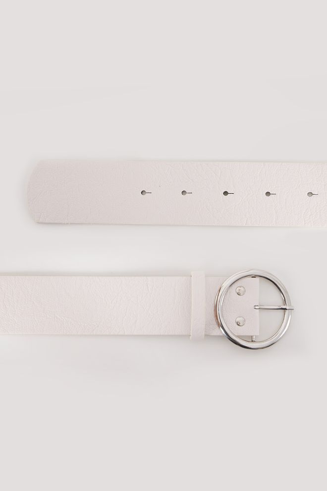 Bigdart Faux Leather Belt With White Buckle 010124 Wholesale Clothing 1