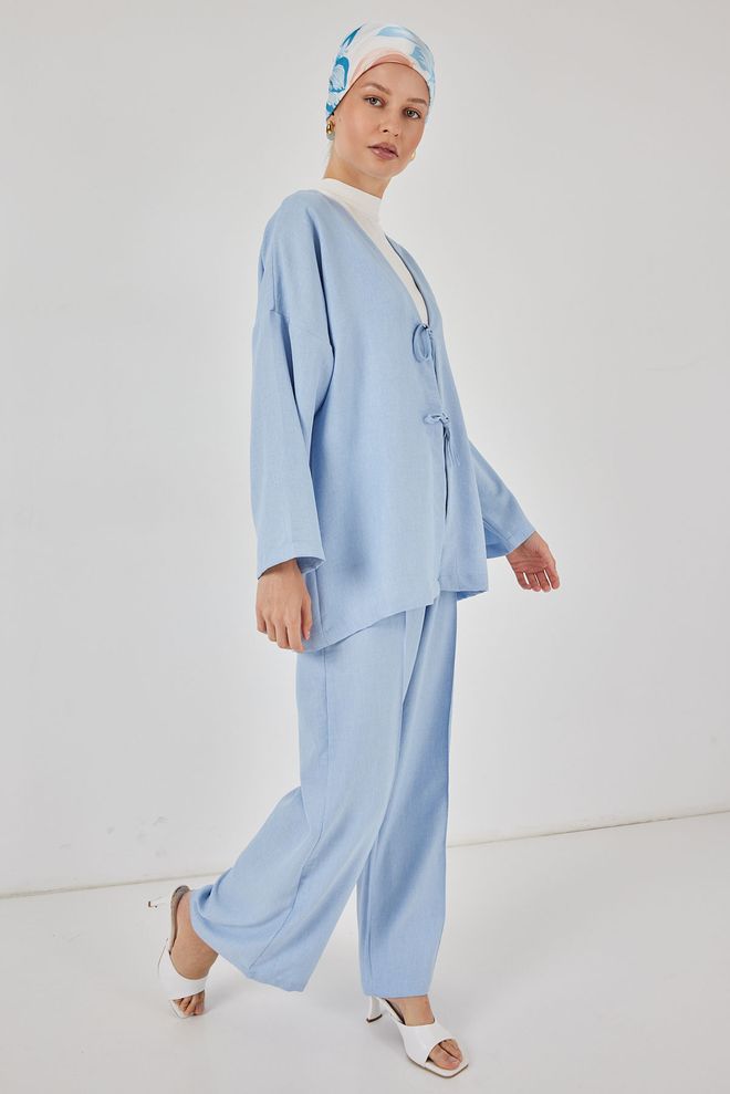Bigdart Blue Modest Oversized Fit Suit With Tie Closure Wholesale Clothing Lounge