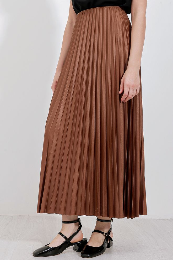 Bigdart Ruda Eleganti Klostuota Maxi Sijonas Aukštas Liemuo Didmeninė prekyba drabužiais Vasara