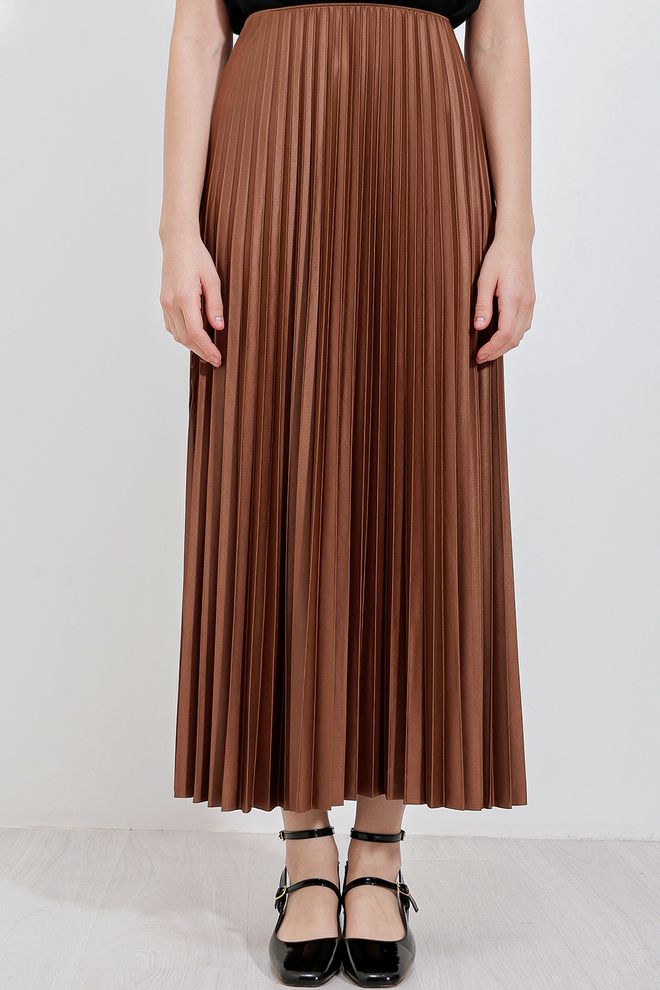 Bigdart Ruda Eleganti Klostuota Maxi Sijonas Aukštas Liemuo Didmeninė prekyba drabužiais Viršutiniai drabužiai su sagomis