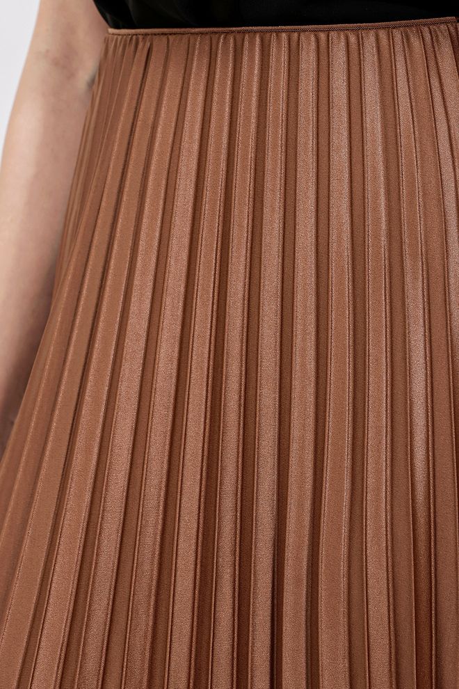 Bigdart Ruda Eleganti Klostuota Maxi Sijonas Aukštas Liemuo Didmeninė prekyba drabužiais 4