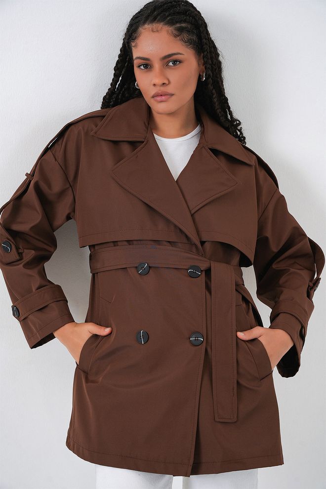 Bigdart Gabardina Marrón Estilo Elegante Doble Y Un Solo Pecho Ropa al por mayor Casual