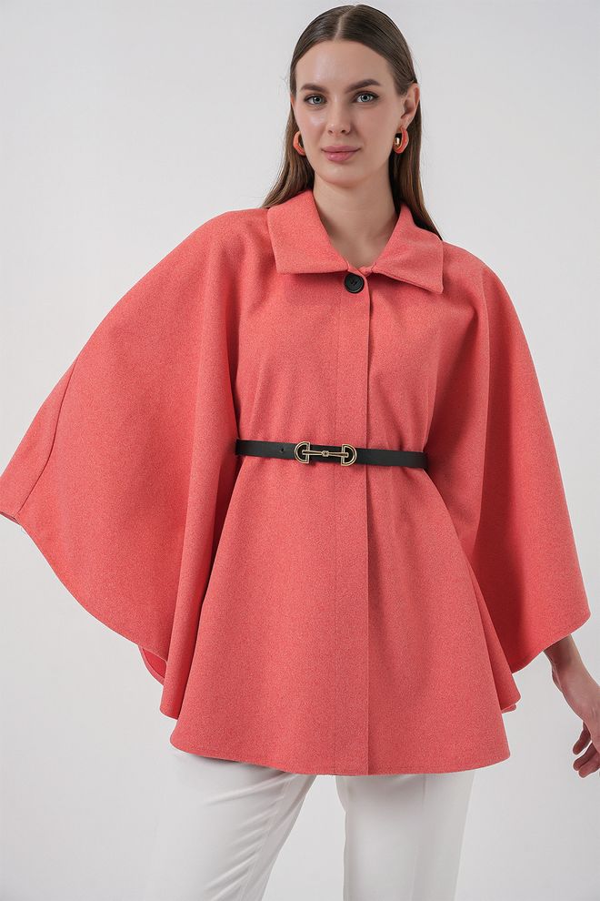 Bigdart Rotes Elegantes Retro Poncho Großhandelskleidung Lässig