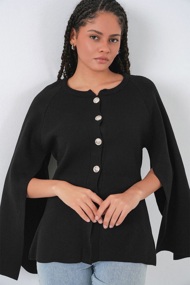 Bigdart Gilet Noir Boutonné Avec Manches 3/4 Vêtements en gros Décontracté