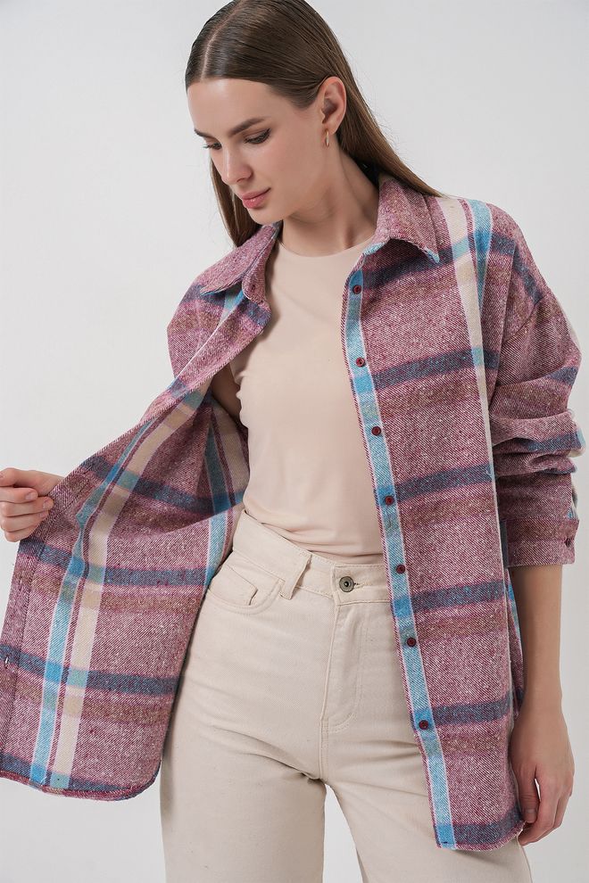 Bigdart Camicia Bordeaux Casual Vintage A Scacchi Abbigliamento all'ingrosso Annata