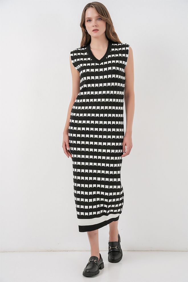 Bigdart Juoda Dryžuota Ilga Liekna Liemenė Didmeninė prekyba drabužiais Kokteilinė