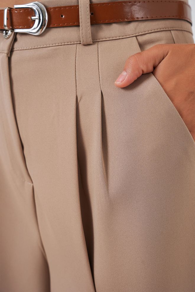 Bigdart Beige Tapered/Carrot Pants With Wide Leg Wholesale Clothing Formal