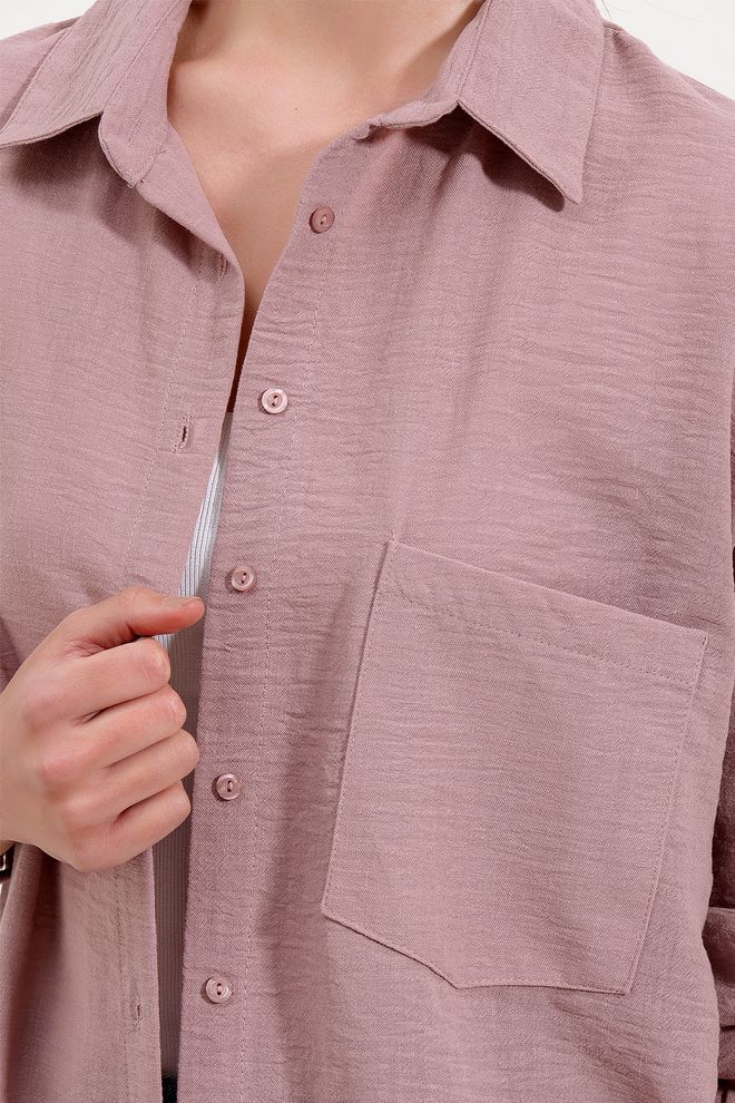 Bigdart Camicia Rosa Casual Oversize Con Collo Dentellato Abbigliamento all'ingrosso Da cocktail