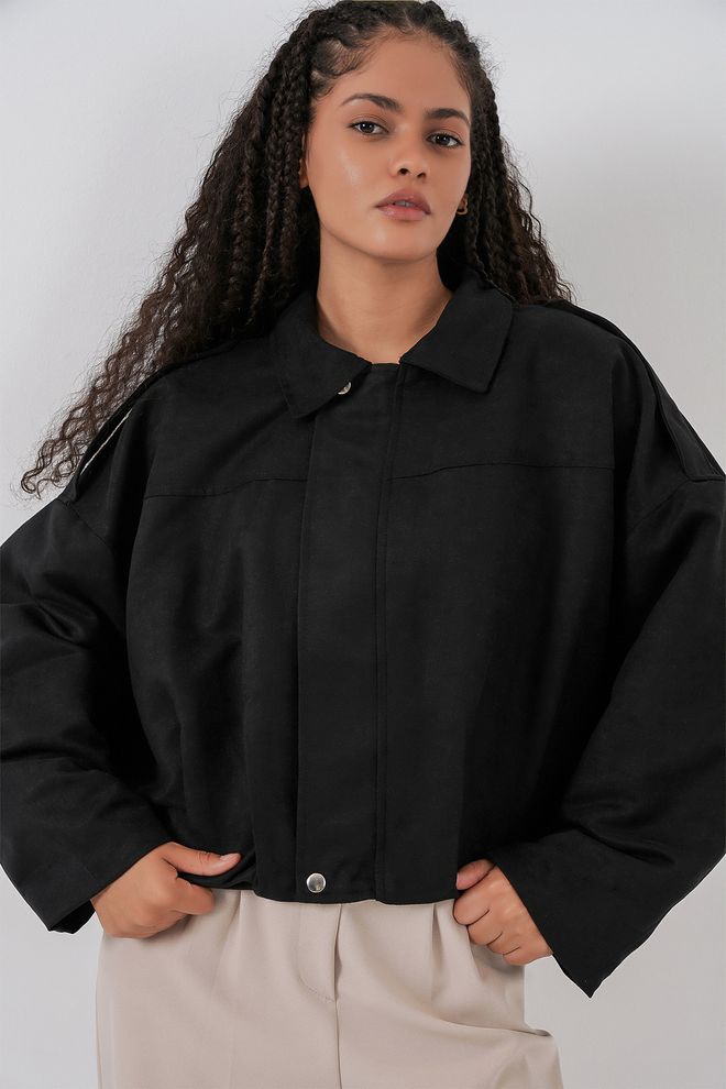 Bigdart Chaqueta Negra Casual Y Ropa De Calle Sobredimensionada Shacket Ropa al por mayor Casual