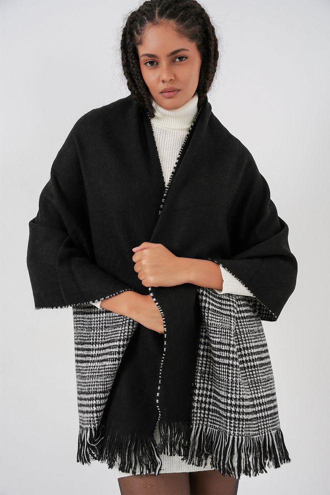 Bigdart Negro Chal Casual Elegante Modesto A Cuadros Liso Ropa al por mayor Modesto