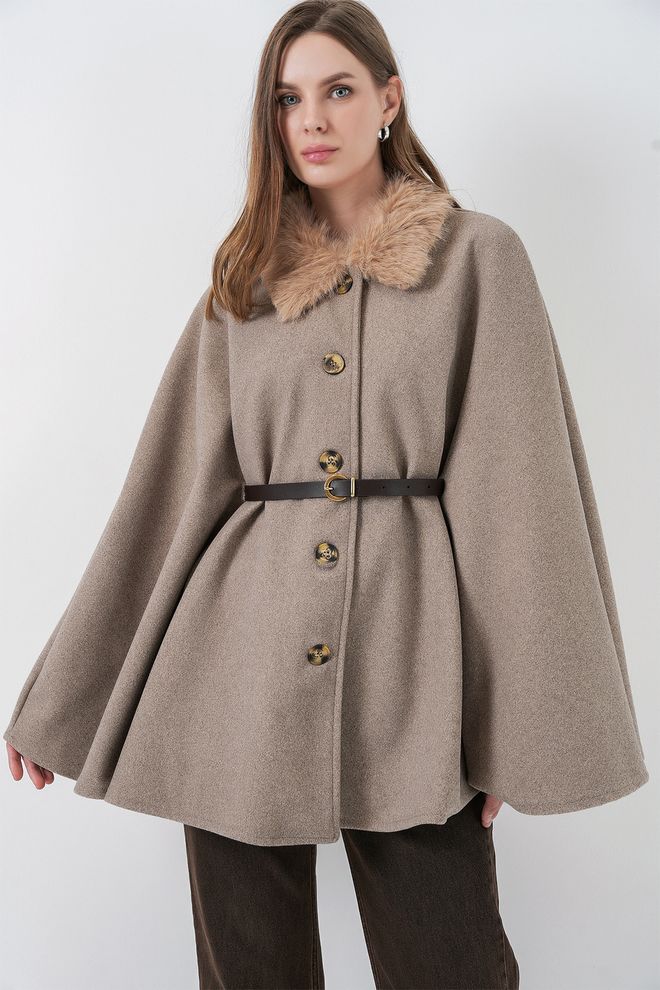 Bigdart Beiges Elegantes Oversized Poncho Großhandelskleidung Modest