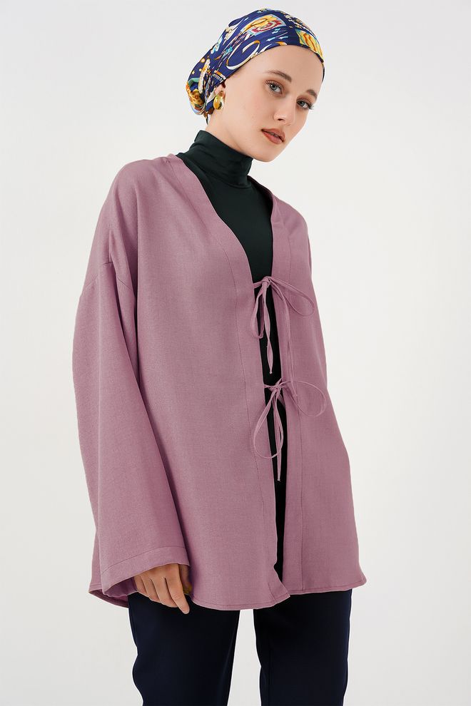 Bigdart Vijolično Skromno Kimono Z Zavezovanjem Oblačila na debelo Skromno