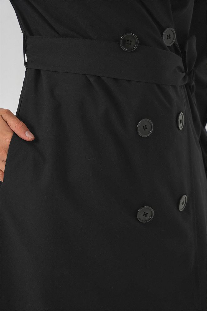Bigdart Siyah Trençkot – Zarif Tek Düğmeli Klasik Toptan Giyim Bahar