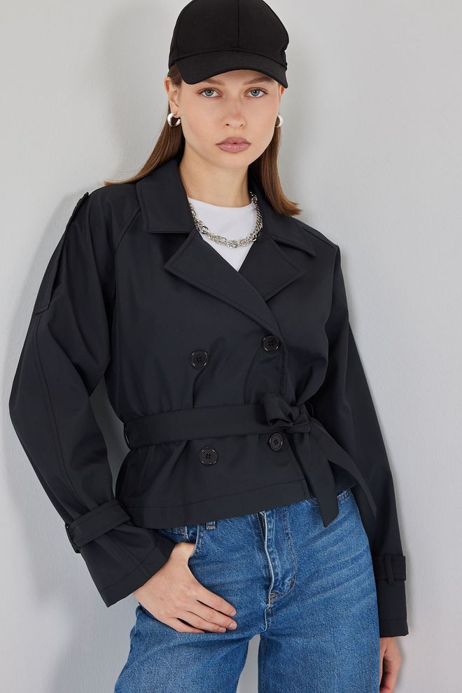 Bigdart أسود معطف الخندق ملابس خارجية أنيقة ذات أزرار ملابس بالجملة رَسمِيّ