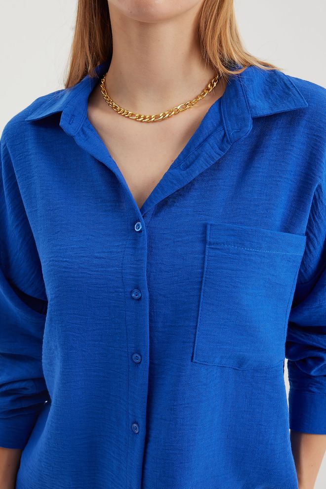 Bigdart Modrá Oversized Neformálna Košeľa Na Gombíky Veľkoobchod s oblečením Streetwear