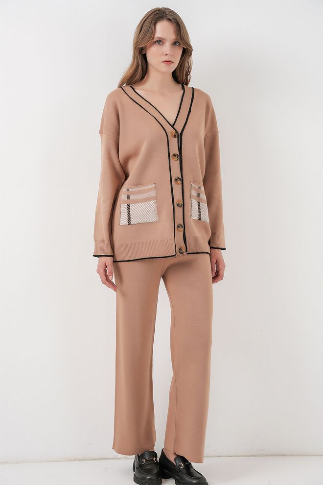 Bigdart Conjunto Beige Casual Elegante Con Pantalones Palazzo Ropa al por mayor Modesto