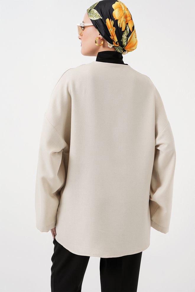 Bigdart Beige Kimono Ethnic Oversized V Neck Long Sleeve Tie Closure Wholesale Clothing Lounge