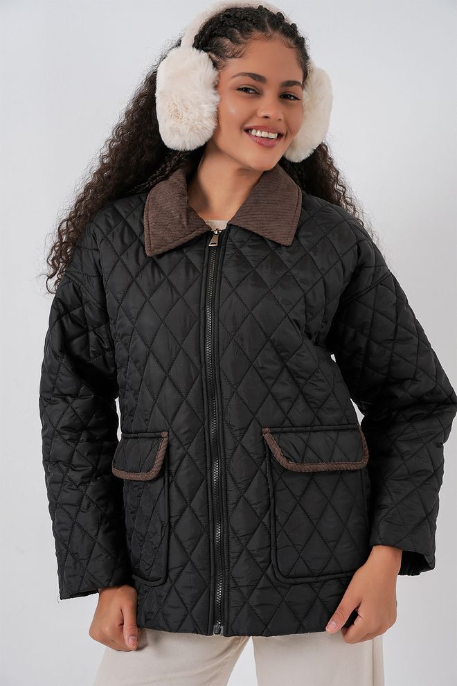 Bigdart Abrigo Parka Negro Acolchado De Talla Grande Ropa al por mayor Modesto