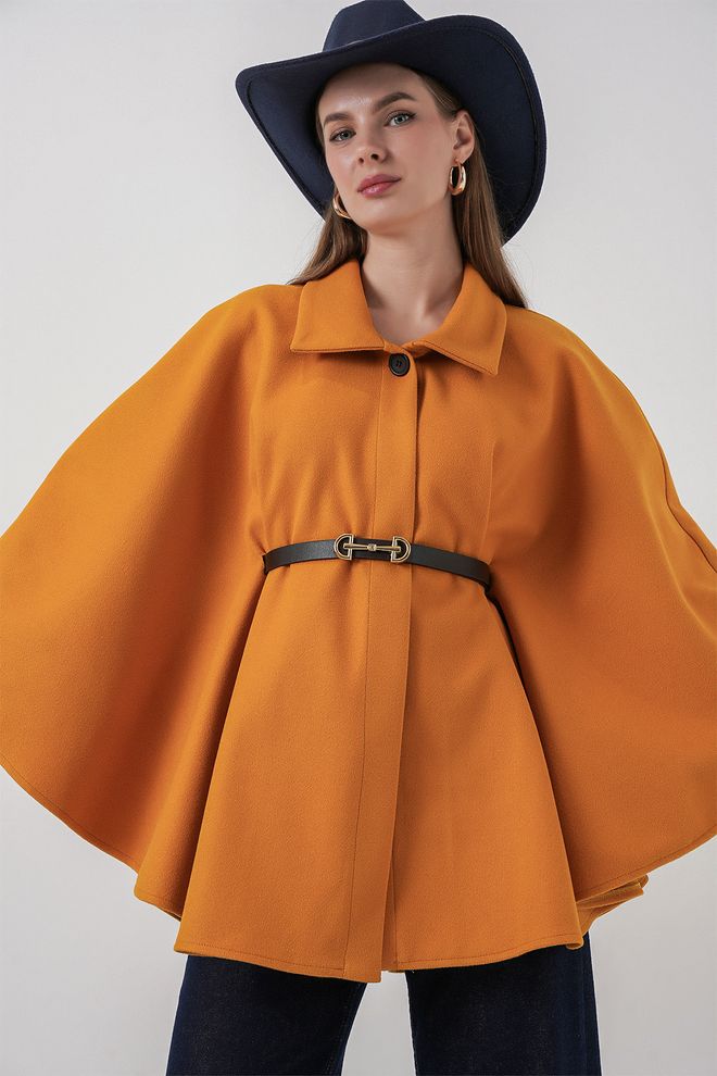 Bigdart Оранжево Уестърн Небрежен Пончо Дрехи на едро Небрежен