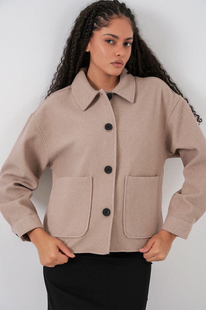 Bigdart Chaqueta Beige Casual Elegante Antiguo Preppy Formal Retro Ropa al por mayor Casual