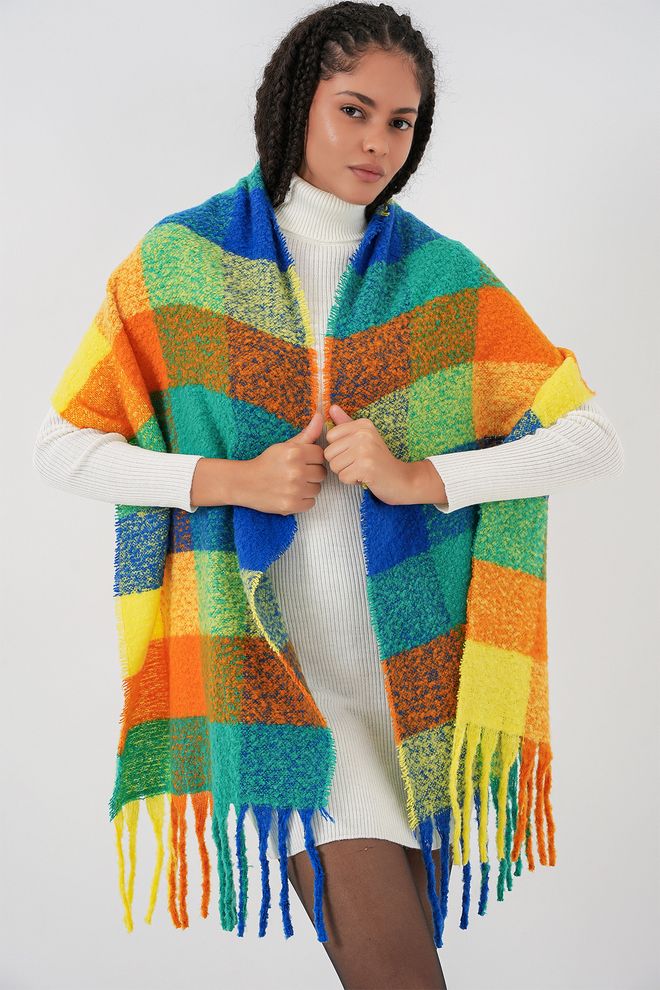 Bigdart Chal Azul A Cuadros Casual Boho Étnico Ropa al por mayor Modesto