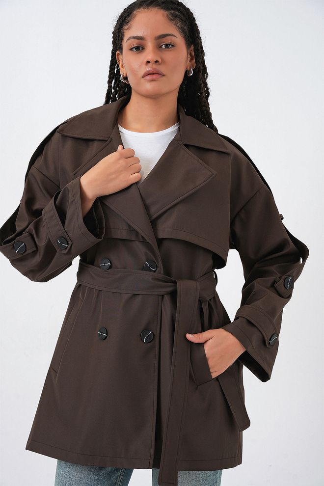 Bigdart Gabardina Marrón Clásica Monopeto Con Botones Ropa al por mayor Casual