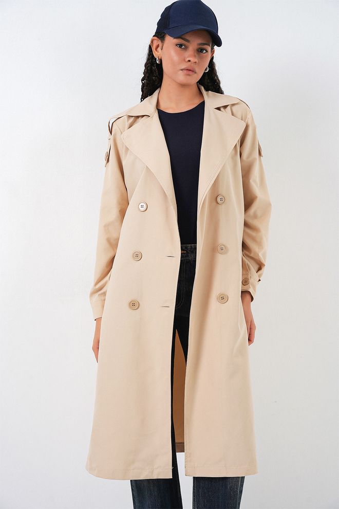 Bigdart Bež Trenčkot Eleganten Enoprsni Plašč Oblačila na debelo Ležerno
