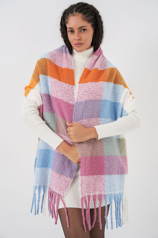 Bigdart Orange Kariertes Halstuch Eleganter Vintage Winter Schal Großhandelskleidung Modest