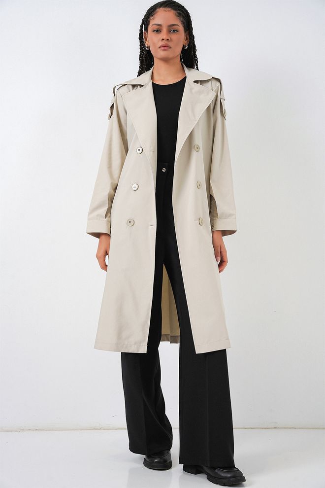 Bigdart Eleganter Beiger Trenchcoat Mit Gekerbtem Kragen Großhandelskleidung 1