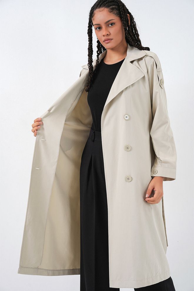 Bigdart Eleganter Beiger Trenchcoat Mit Gekerbtem Kragen Großhandelskleidung Jahrgang