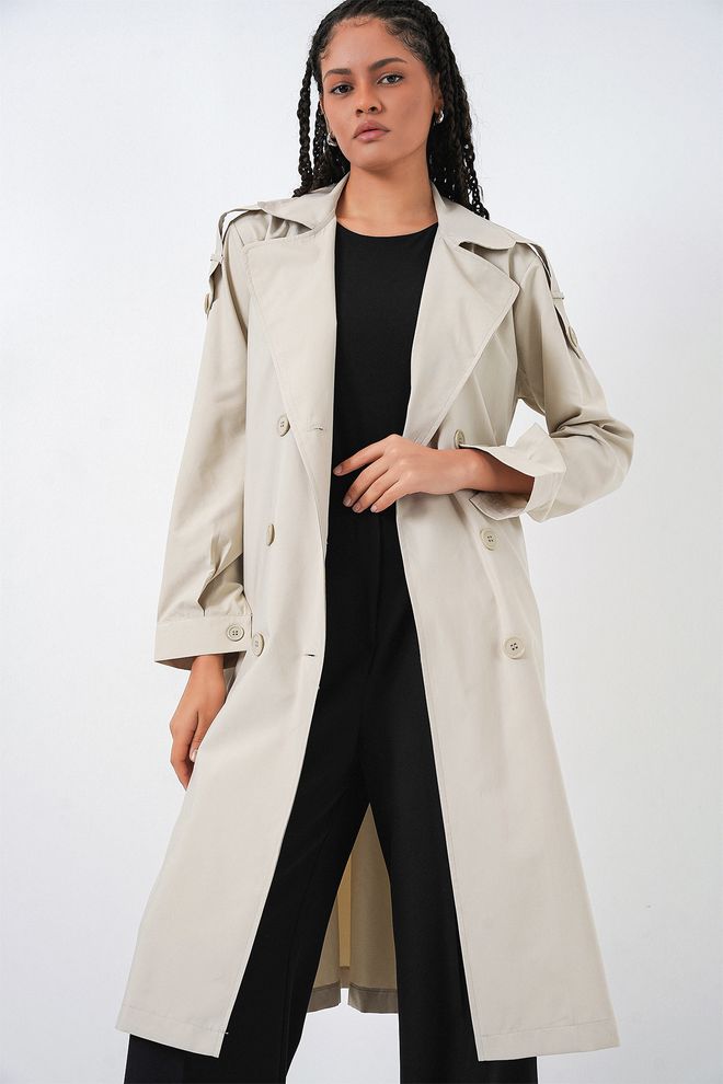 Bigdart Elegante Beige Trenchcoat Met Gekerfde Kraag Groothandel Kleding Casual