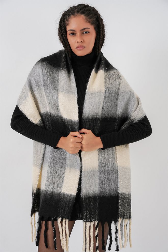 Bigdart شال أسود بنقشة متقلبة ملابس بالجملة محتشم