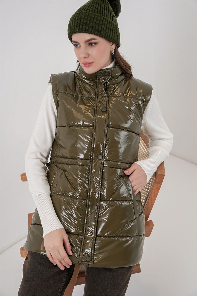 Bigdart Chaleco Inflable Shiny 5218 Caqui Ropa al por mayor Casual