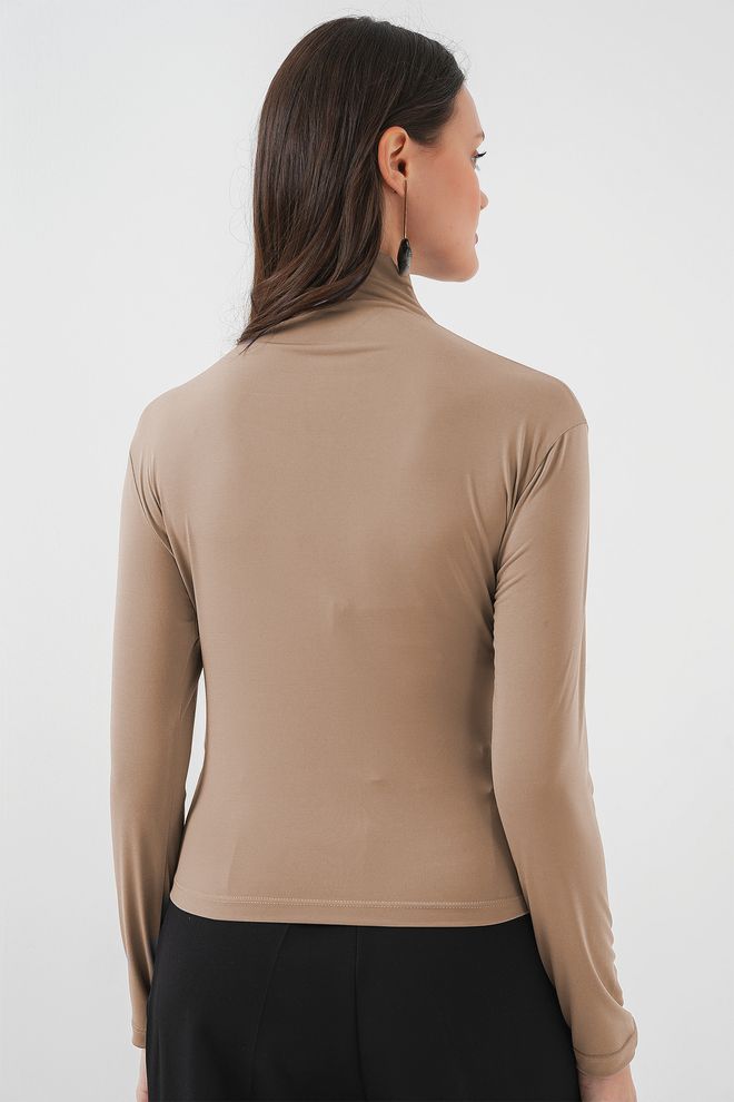 Bigdart بلوزة كاكي أنيقة بقصة ضيقة برقبة طويلة ملابس بالجملة صالة