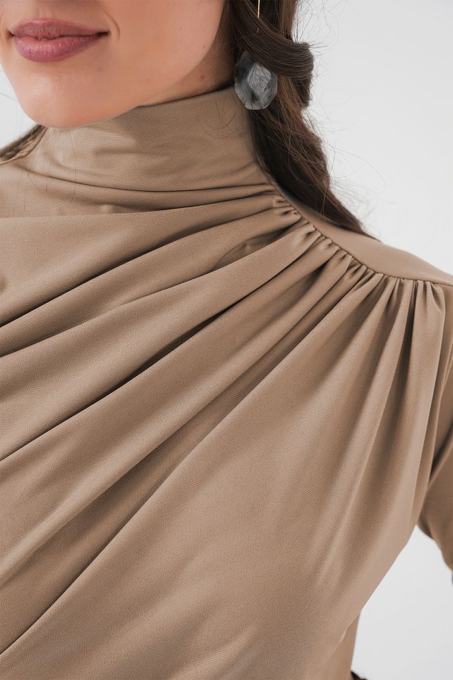 Bigdart بلوزة كاكي أنيقة بقصة ضيقة برقبة طويلة ملابس بالجملة 1