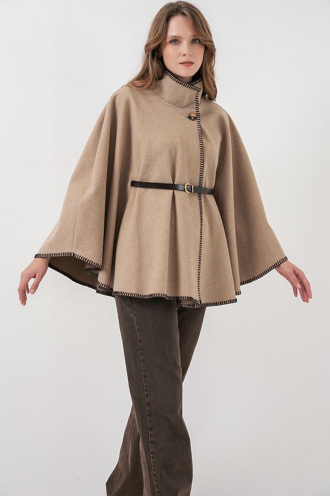 Bigdart Poncho Bege Elegante Oversized Fit Roupas por atacado 1