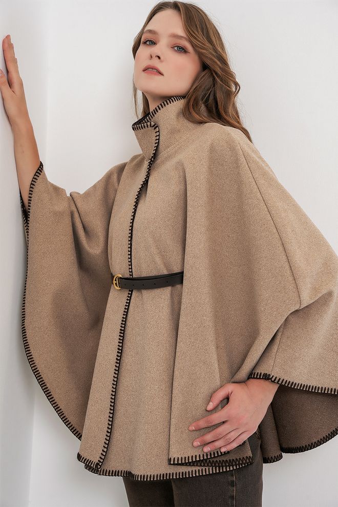 Bigdart Poncho Bege Elegante Oversized Fit Roupas por atacado A relaxar