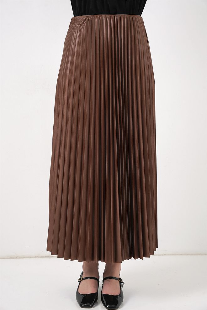 Bigdart Brown Elegant Pleated Maxi Skirt High Waist Wholesale Clothing Spring