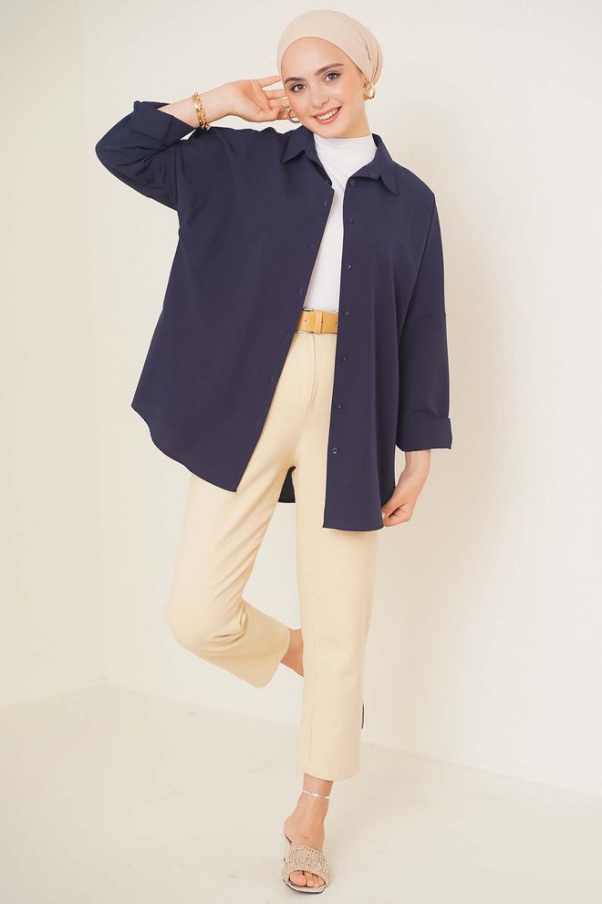 Bigdart Πουκάμισο Navy Blue Χονδρικό εμπόριο ενδυμάτων Βαμβάκι