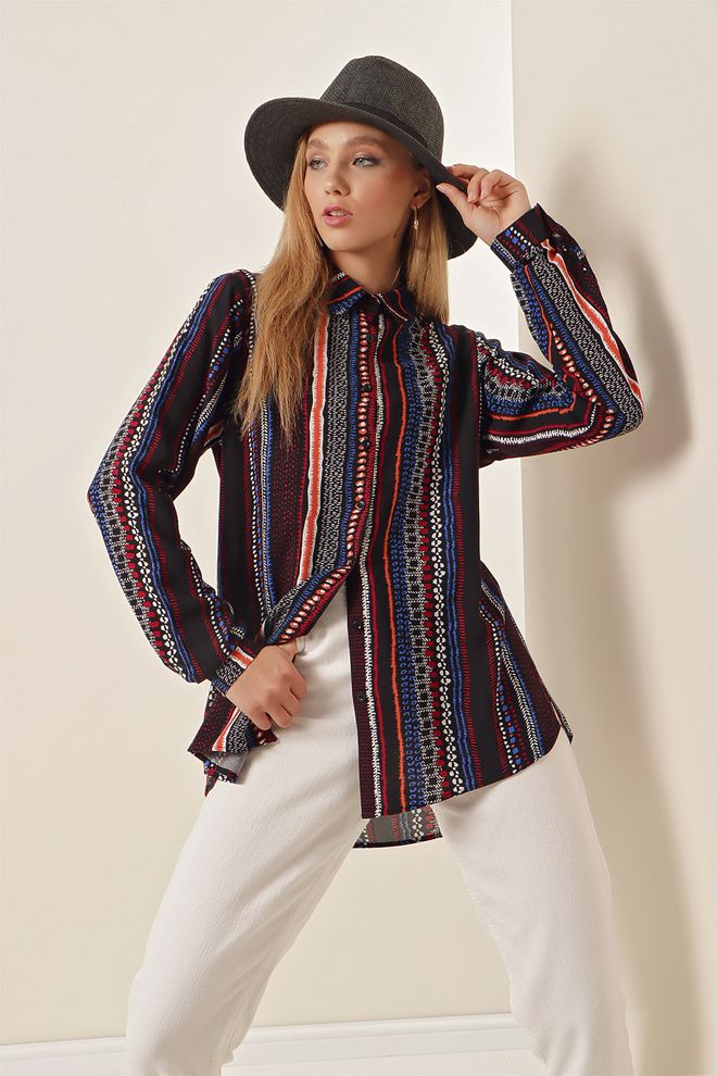 Bigdart Koszula Granatowa Hurtowa sprzedaż odzieży Wiskoza