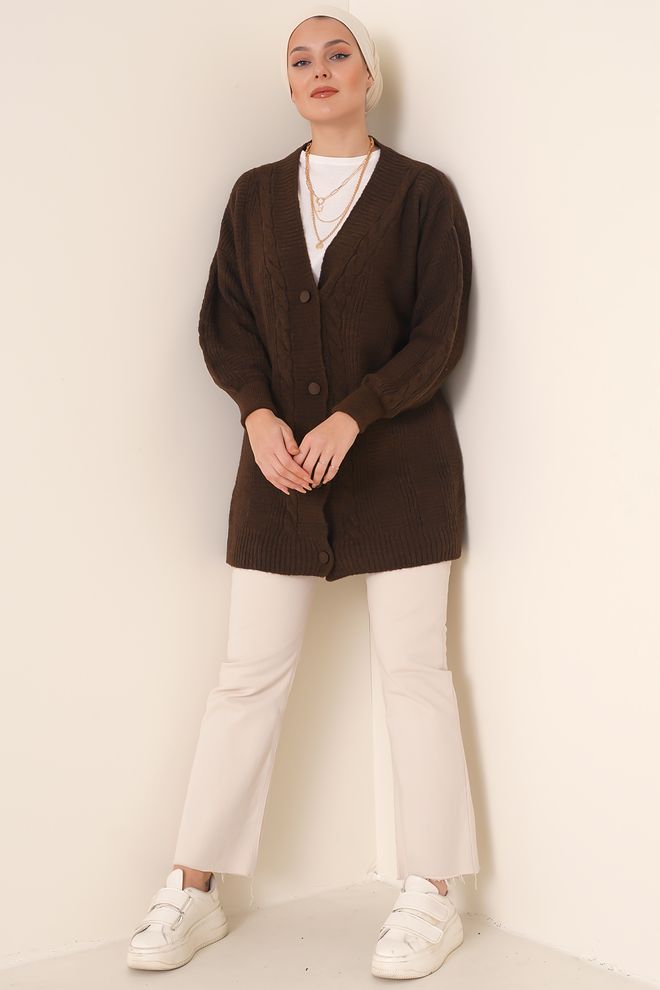 Bigdart Кардиган Коричневый Оптовая продажа одежды Акрил