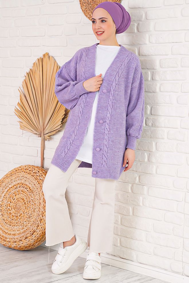 Bigdart Cardigan Lilac Wholesale Clothing Modest