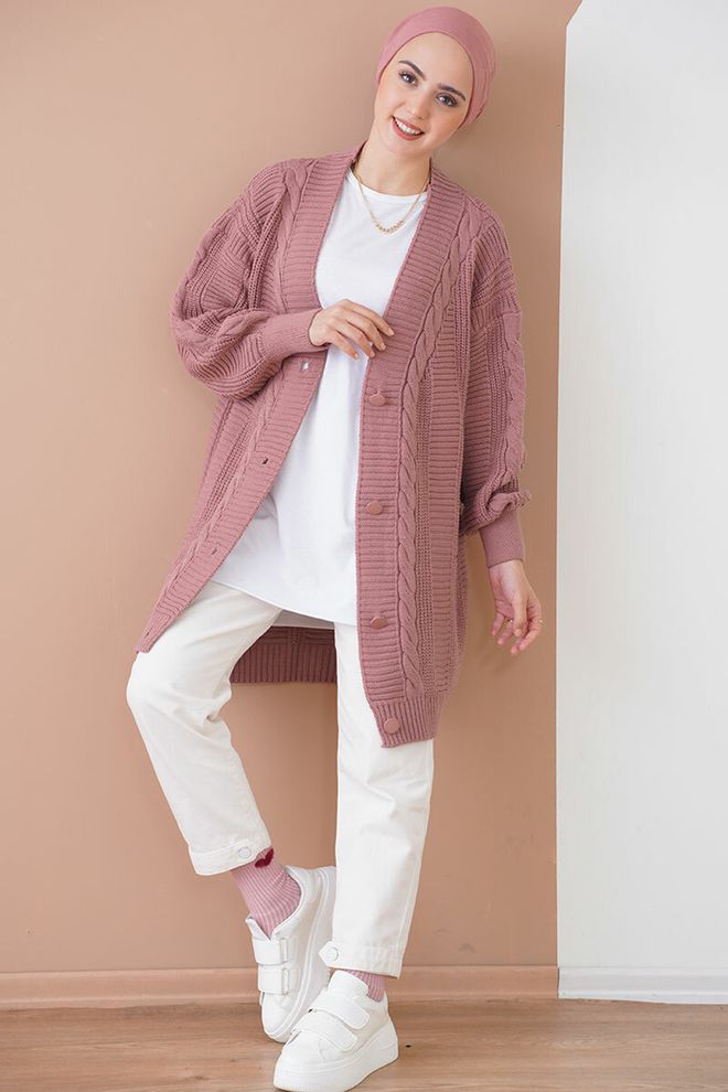 Bigdart Cárdigan Rosa Seca Ropa al por mayor Casual