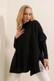 A wholesale clothing model wears 43086-poncho-sweater-black, Turkish wholesale  of 