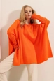 A wholesale clothing model wears 43088-poncho-sweater-orange, Turkish wholesale  of 