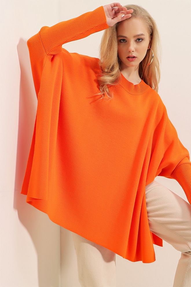 Bigdart Sveter na pončo Oranžová Veľkoobchod s oblečením Narodeniny