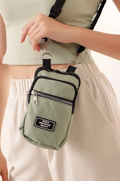 A wholesale clothing model wears 45574 - Bag - Green, Turkish wholesale Bag of Bigdart