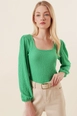 Una modelo de ropa al por mayor lleva 45840-blouse-green,  turco al por mayor de 